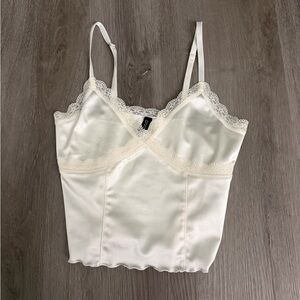 Divided Cream Lace Cami Top